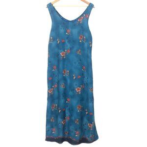 Vtg Impressions Workshop Sleeveless Midi Dress Sz Small Layers Semi-sheer Floral